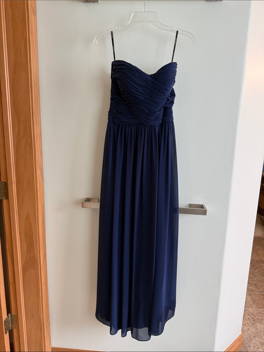 Donna Morgan Strapless Navy Cocktail Gown